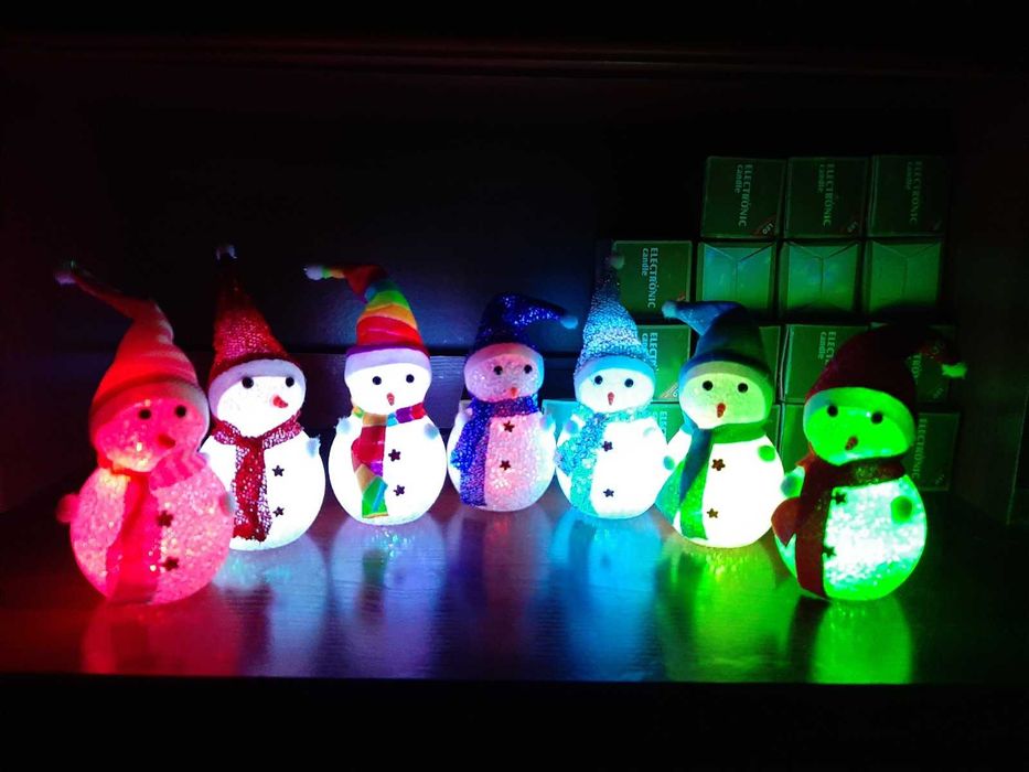 Новорічний LED Сніговик, 5 режимів світла, 15 см, новий рік