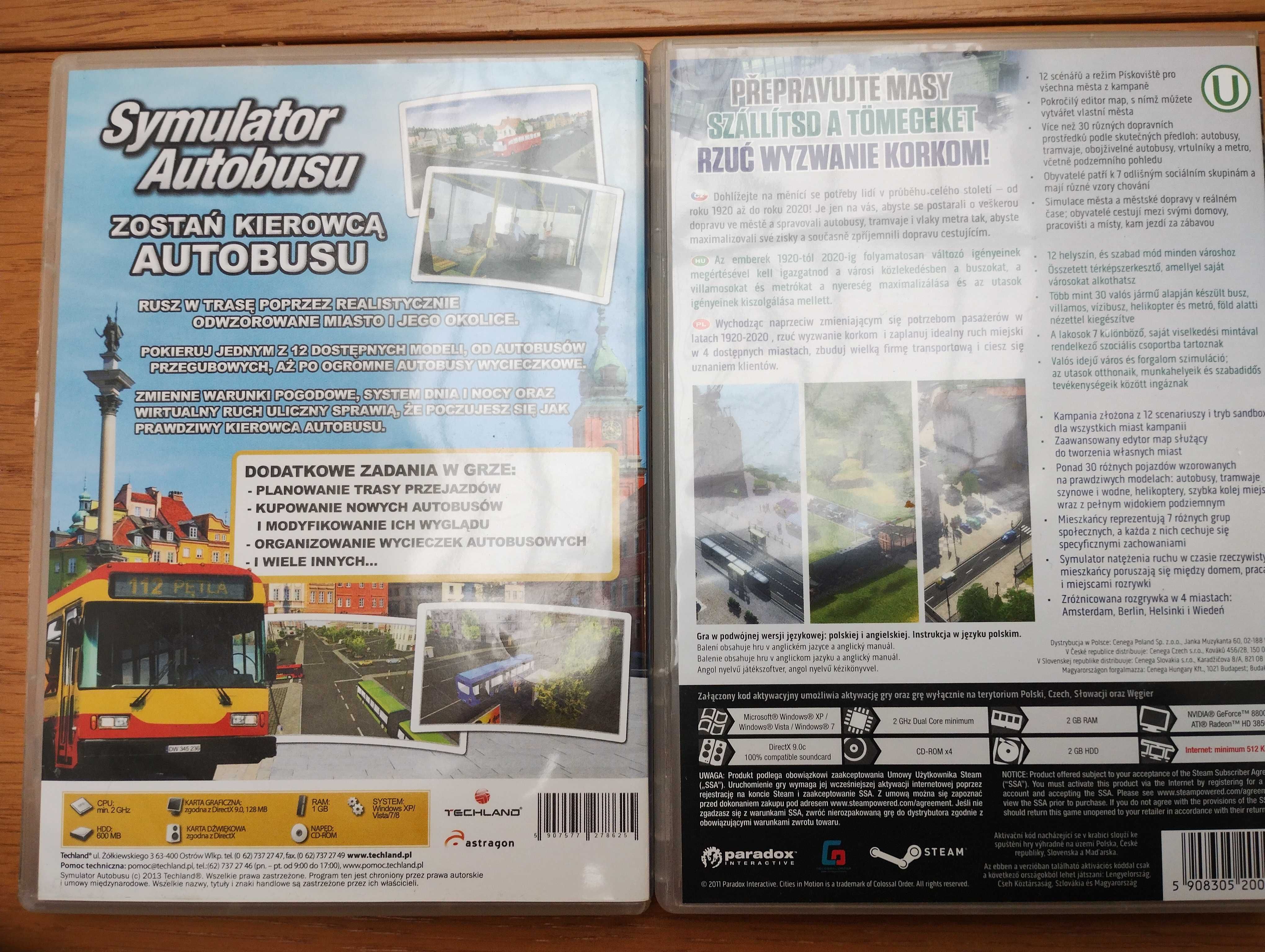 2 gry PC Symulator autobusu i Cities in Motion