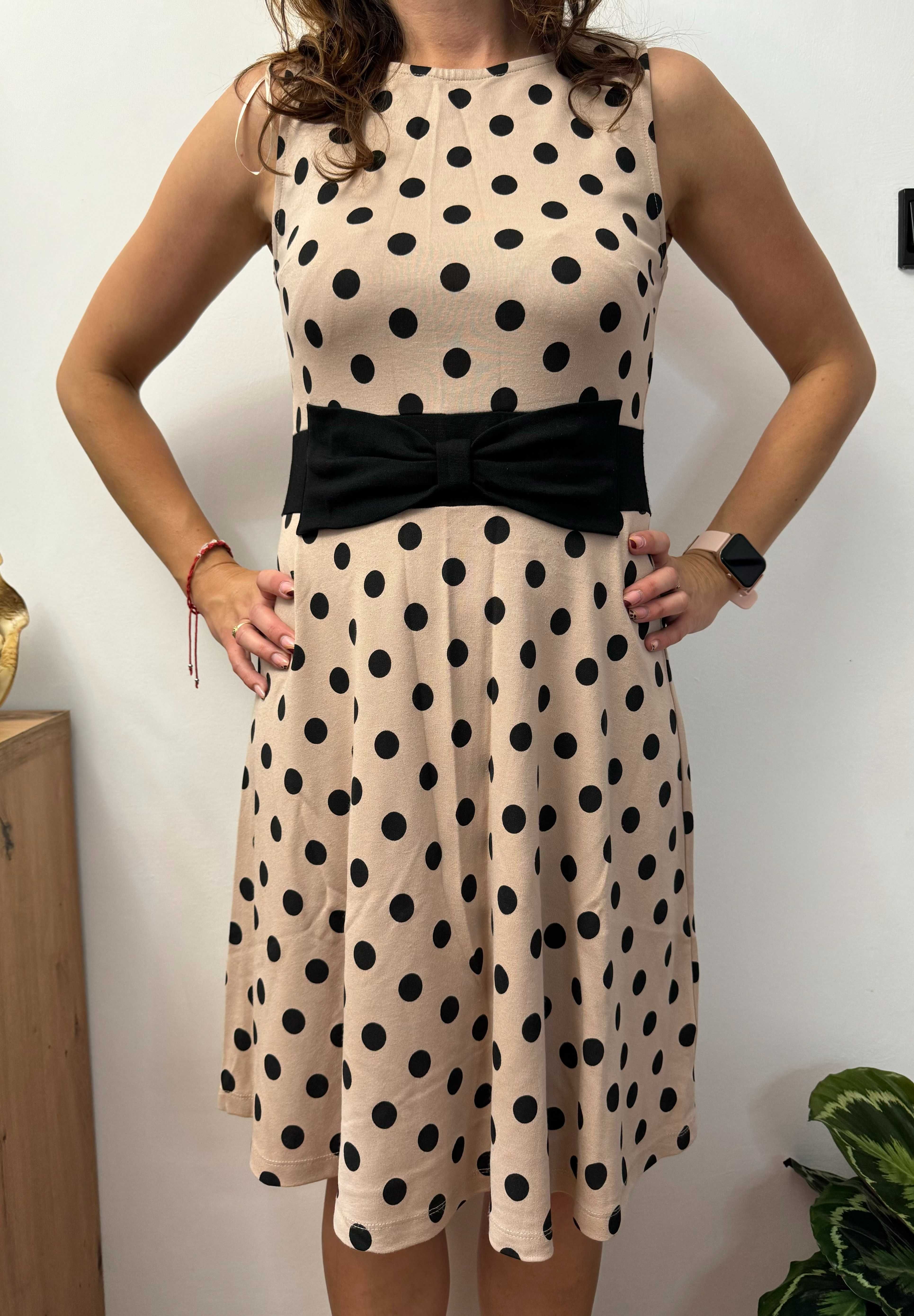 Wiskozowa sukienka letnia w grochy sukieneczka na lato Bodyflirt 38 M