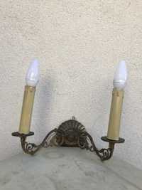 Lampa kinkiet mosiężny dwu ramienny z żarówkami