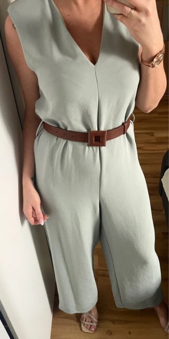 Nowy kombinezon miętowy z paskiem ZARA rozmiar S 36