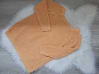 Pomarańczowy (morelowy), pastelowy sweter z 3/4 rękawem, Zara, M (38)