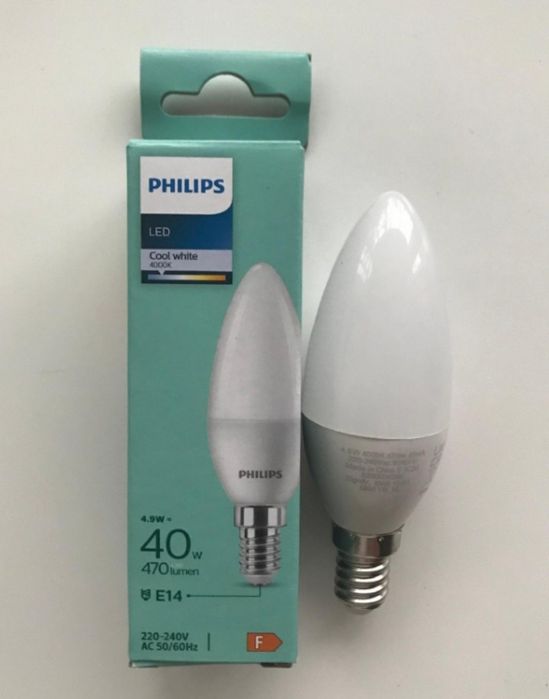 ДЕШЕВО!!! Led лампи PHILIPS Е14, 4,9 (40)w, 470 lumen нові 60 шт.