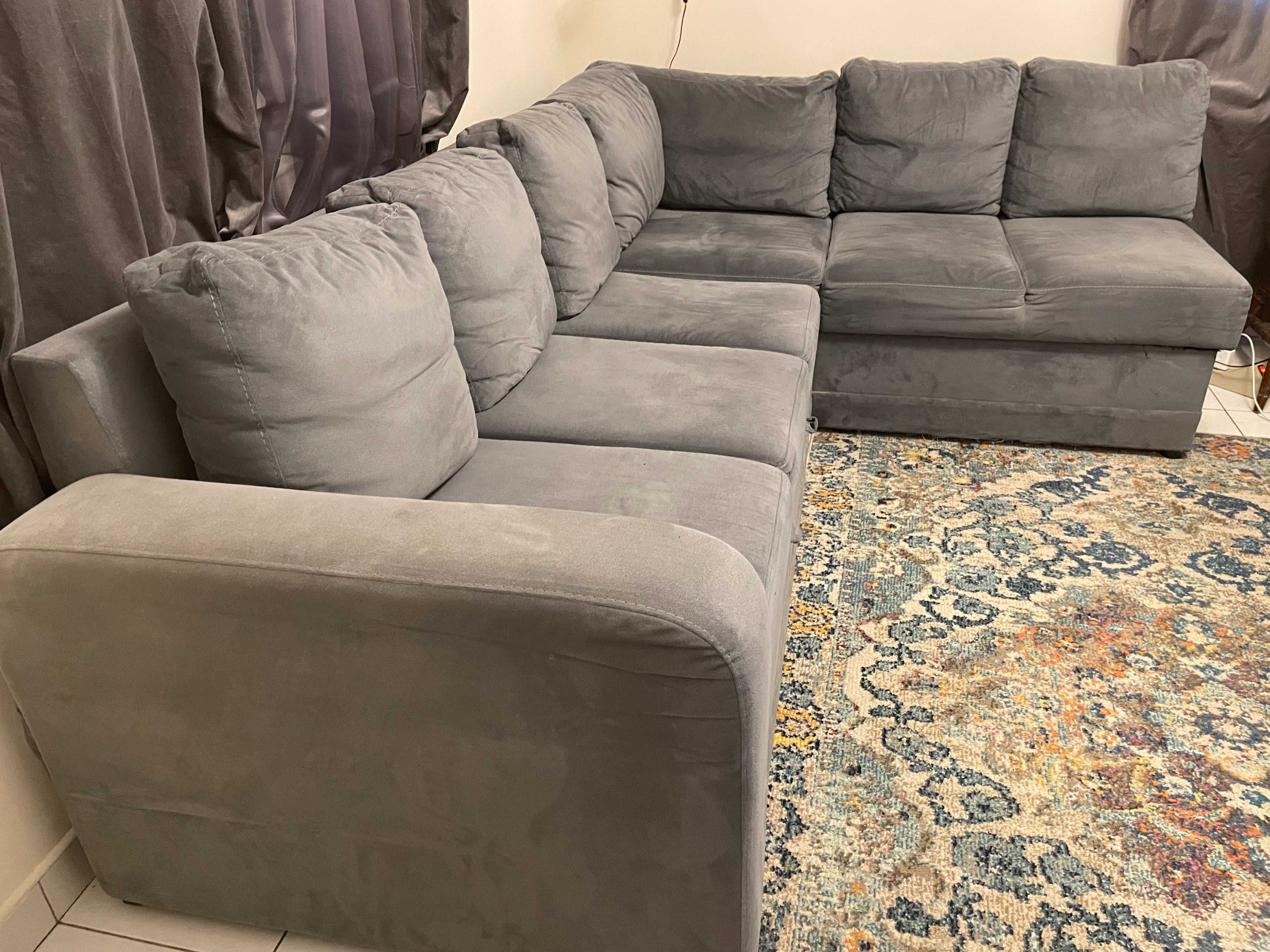 Funkcjonalna Sofa Narożna z Funkcją Spania (Kolor Szary)