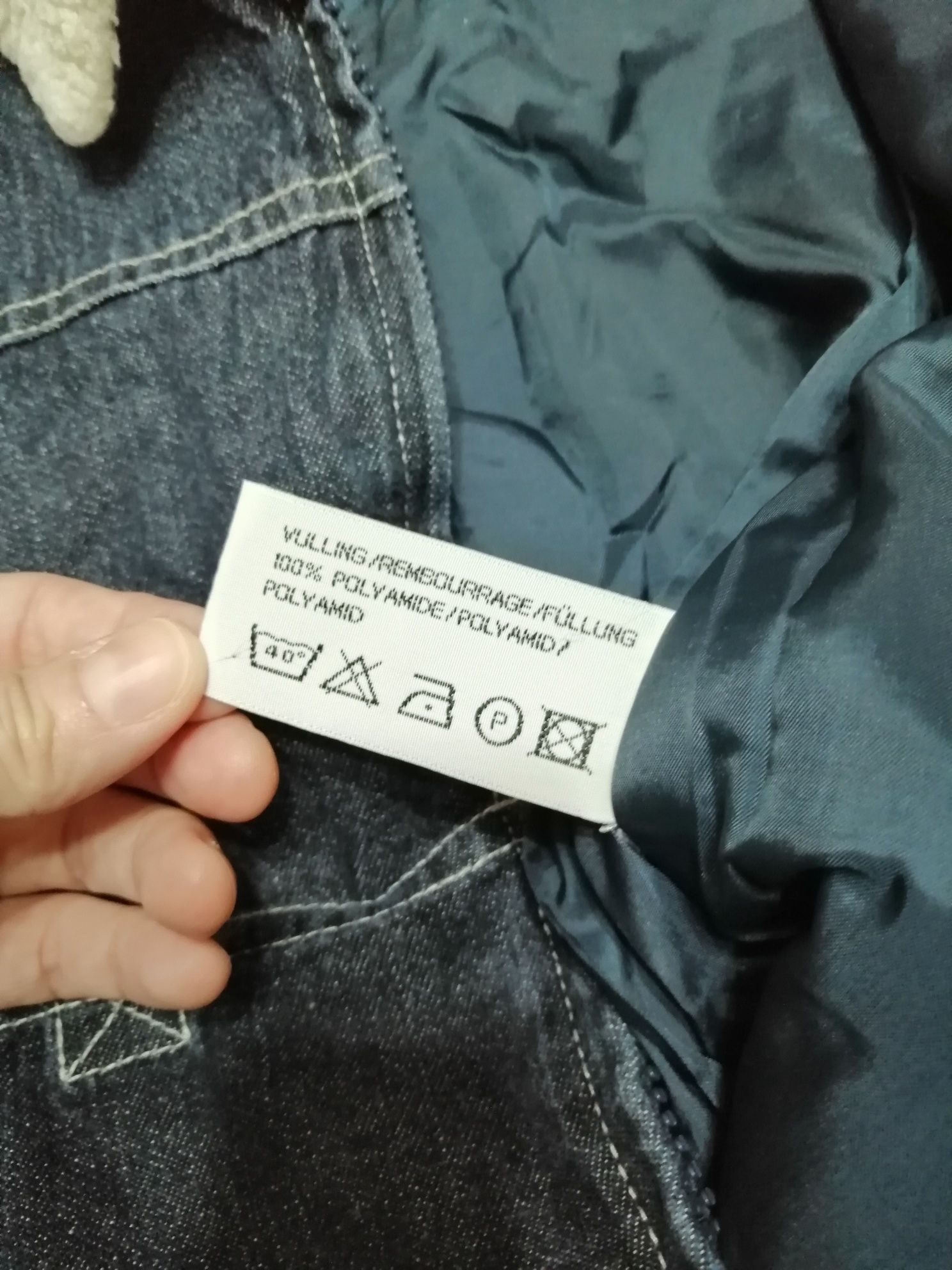 Kurtka HEMA rozmiar 80 cm jeansowa futerko kieszonki