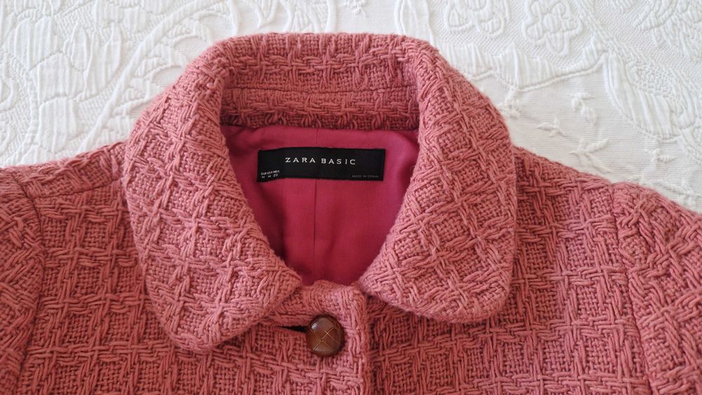 Casaco Rosa, Zara com botões, tamanho M