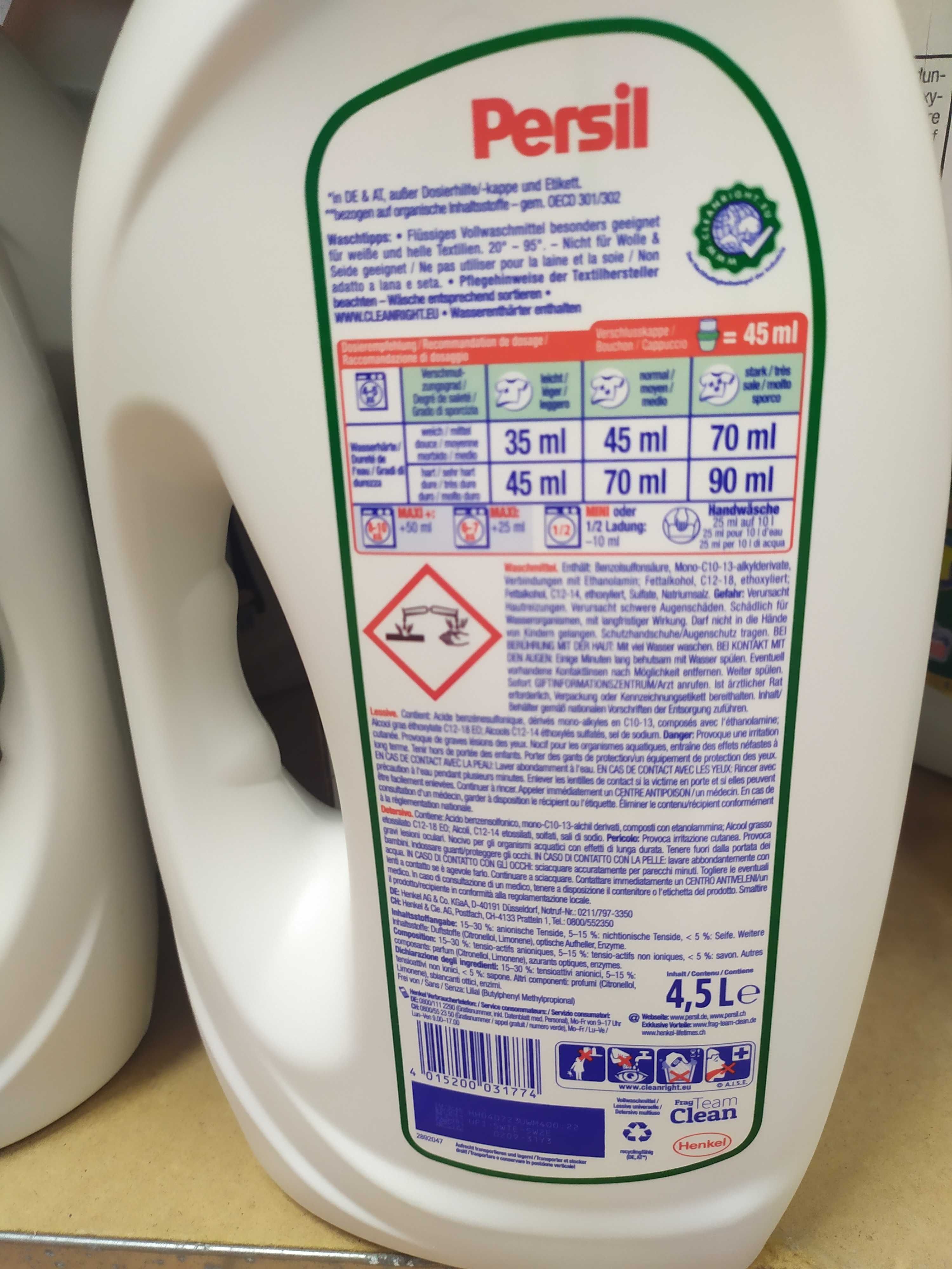 Płyn do prania koloru Persil 4,5L niemiecki żel 100 prań color