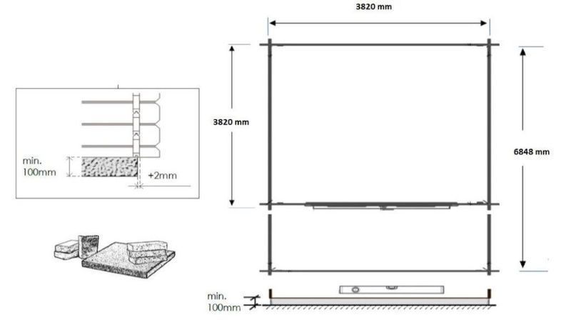 Domek ogrodowy altanka 4x4m +taras 4x3m DOM130+DOM392+DOM393+POD04