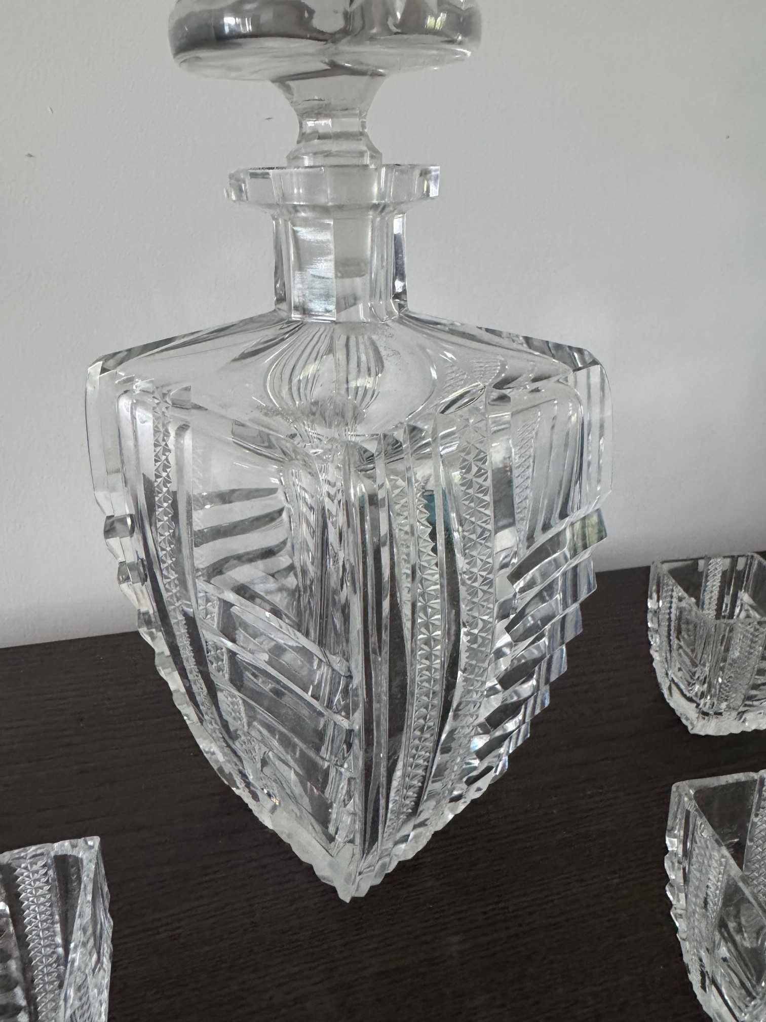 Karafka Art Deco, zestaw z kieliszkami - przezroczysty (biały)