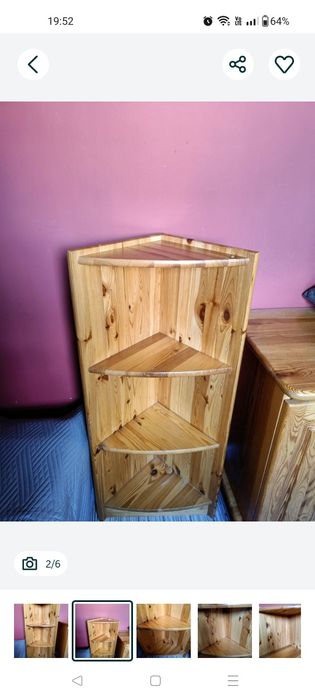 Szafka, półka sosnowa , narożna.