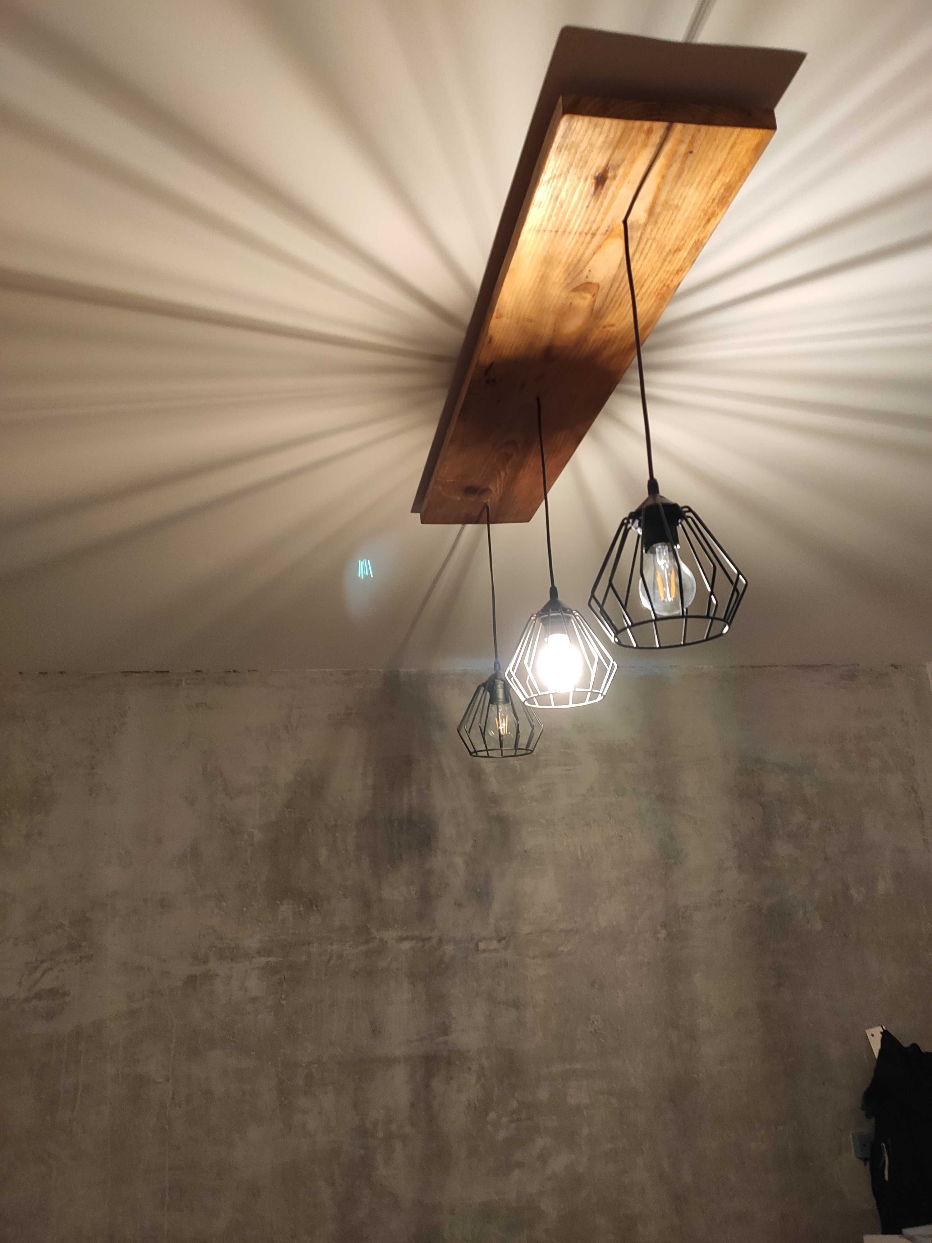 Lampa loft industrial oświetlenie żyrandol loftowy deska rustykalna