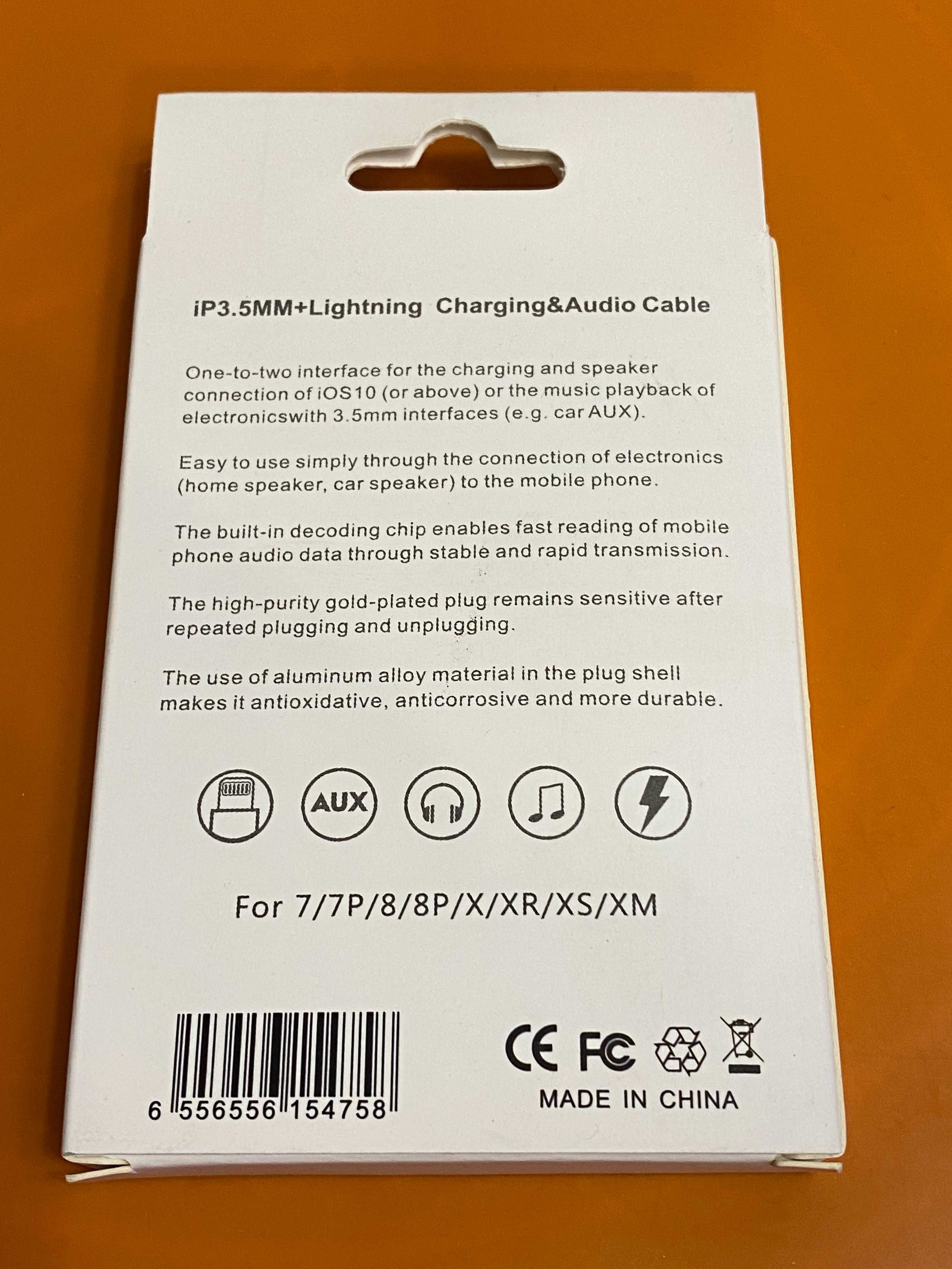 Кабель переходник с Apple lightning 8PIN на USB A и  JACK 3.5ММ (AUX)