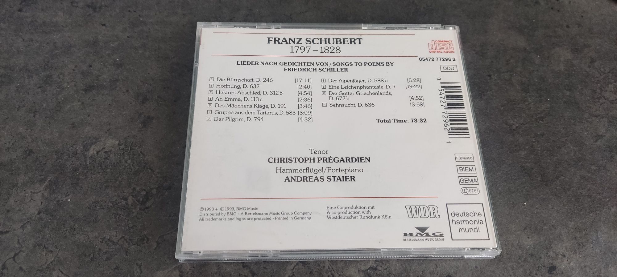 Shubert Lieder CD Schiller Pregardien Staier Deutsche Harmonia Mundi