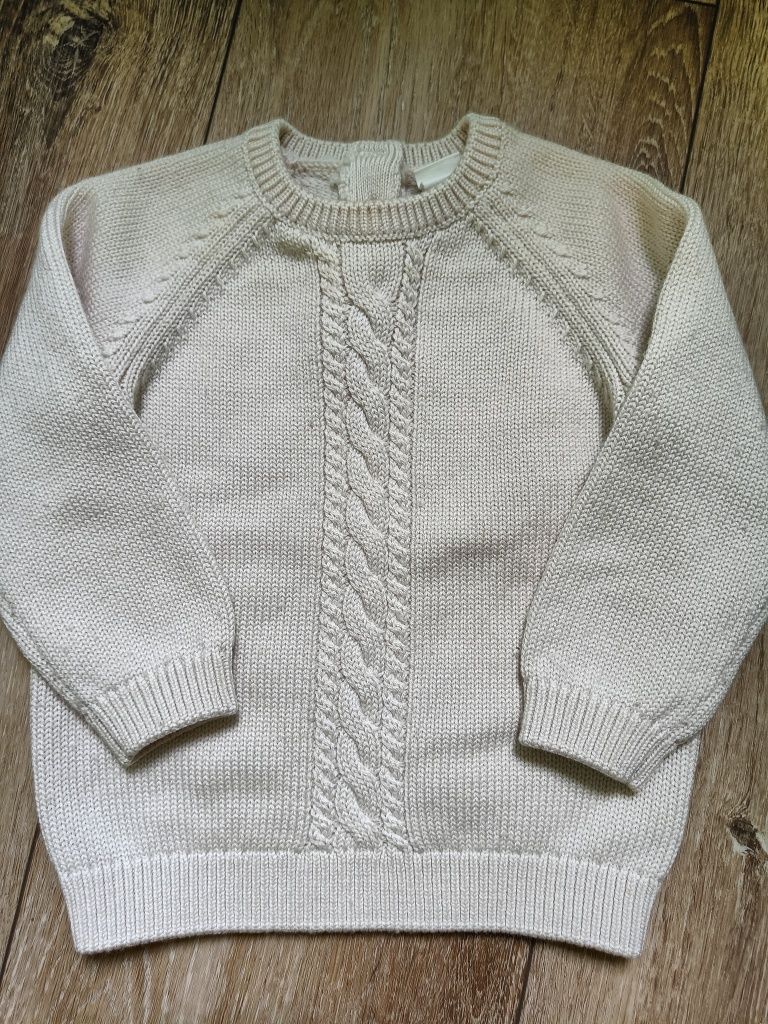 Sweterek wełniany ecru H&M 80