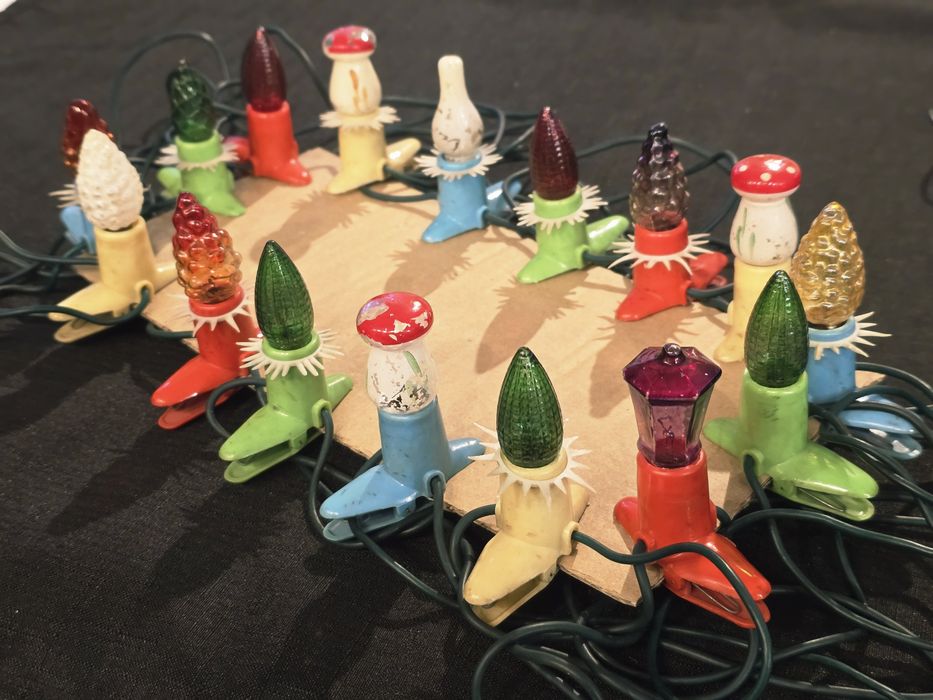 Lampki choinkowe prl kształtki retro światełka na choinkę ozdoby