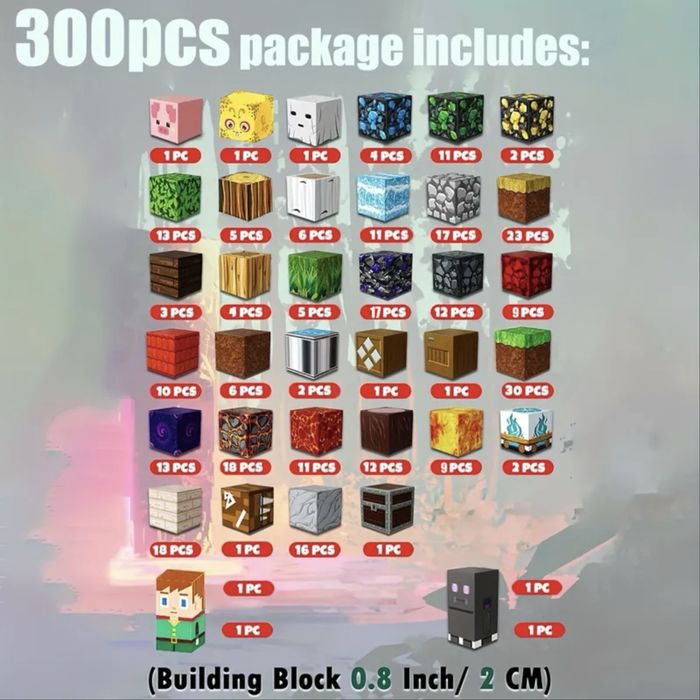 Магнитный конструктор Minecraft 150/300 деталей