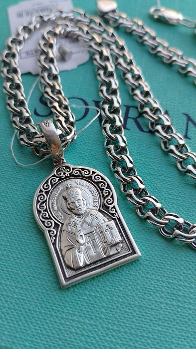 7 мм срібний чоловічий ланцюг 50 55 60 65 см 27 грам бісмарк козацький