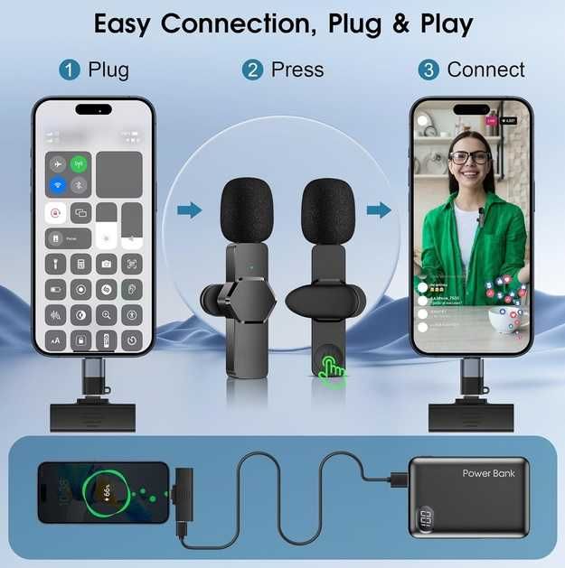 Бездротовий мікрофон петличний CKOKC K80 для iPhone, iPad,Android