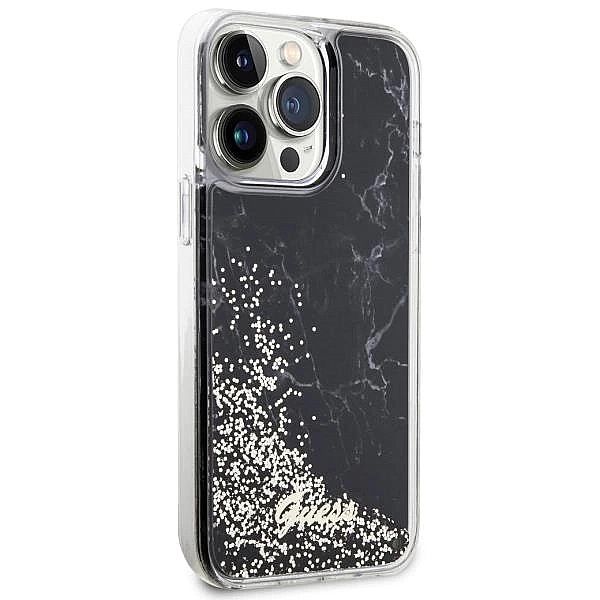 Etui Guess Liquid Glitter Marble na iPhone 14 Pro Max - czarne