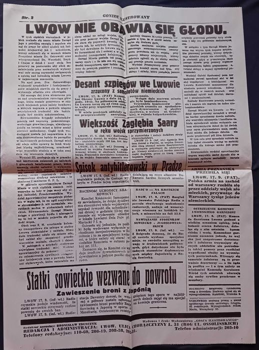 Ilustrowany Goniec Wieczorny - Lwów, 18 września 1939 r. REPRINT