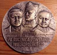 Duży medal (7 cm średnicy). 70-ta Rocznica Powstania Wielkopolskiego.