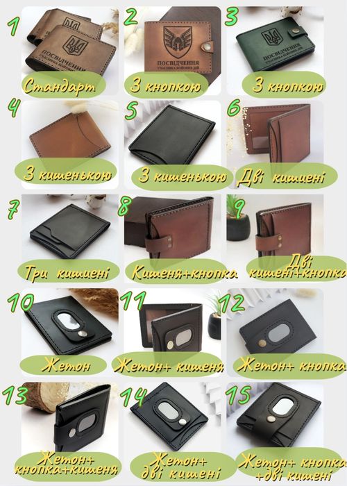 Шкіряні обкладинки для поастикого посвідченя ДПСУ, ДСНС, Військовий,