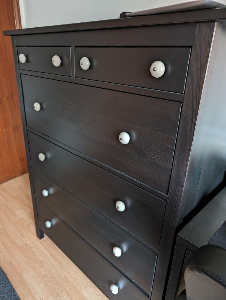 Móvel IKEA Hemnes Preto Cómoda com Gavetas