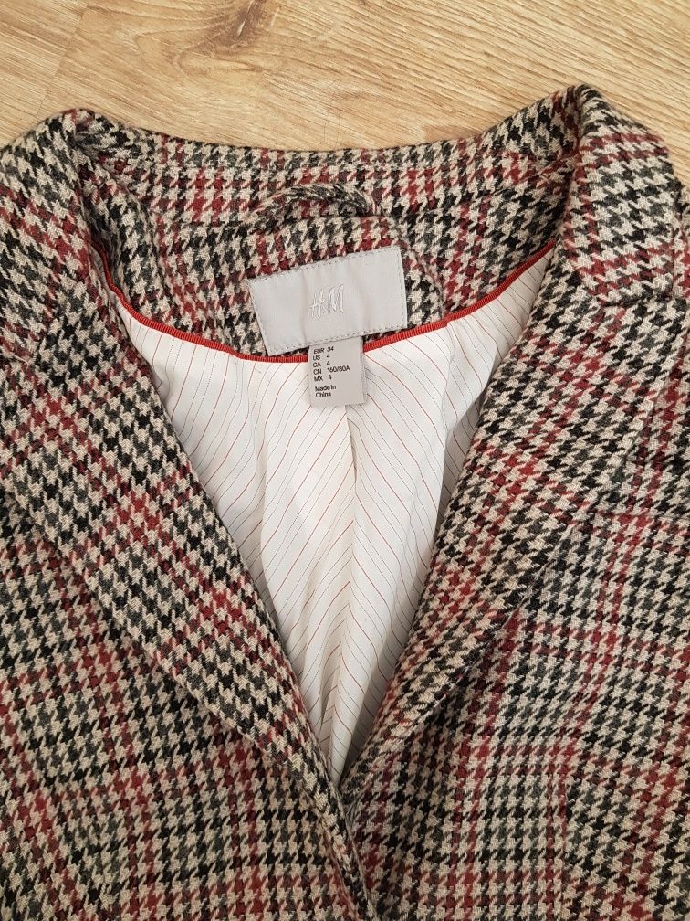 Żakiet marynarka h&m XS krata pepitka