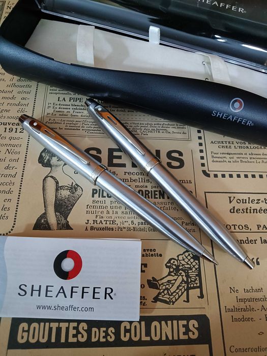 Conjunto caneta esferográfica e lapiseira da marca sheaffer inox