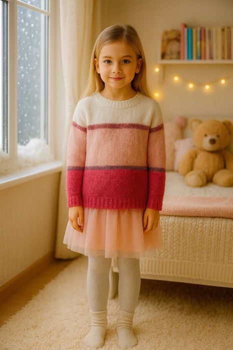 122 OVS Różowo biały sweterek w pasy sweter