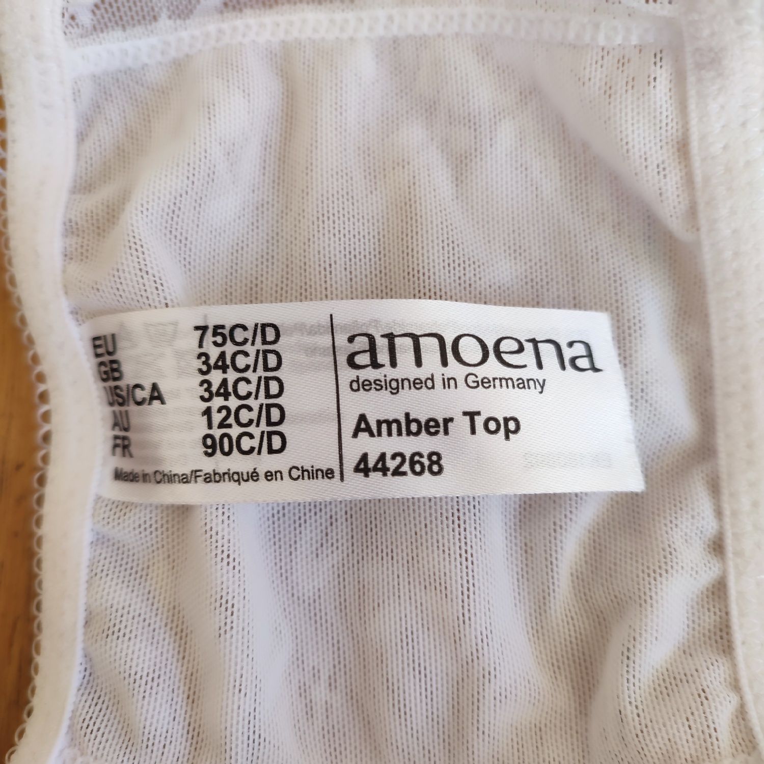 Amoena top Amber 75C/D biały na biustonosz dla amazonki