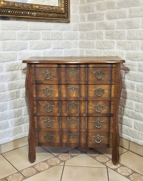Komoda stara szafka dębowa pięć szuflad vintage