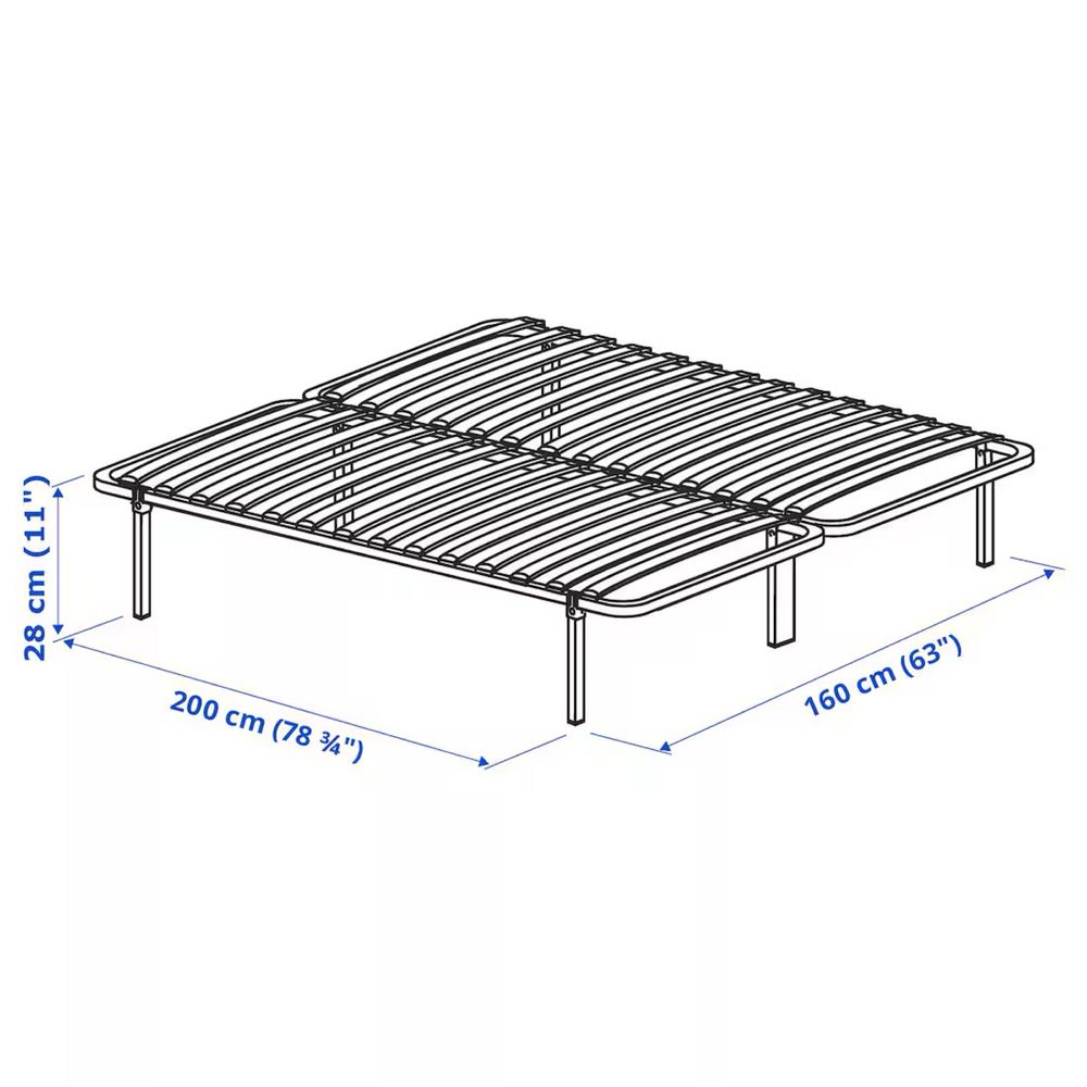 Ikea KRAKHELLA, Base de cama preta, 160x200 cm