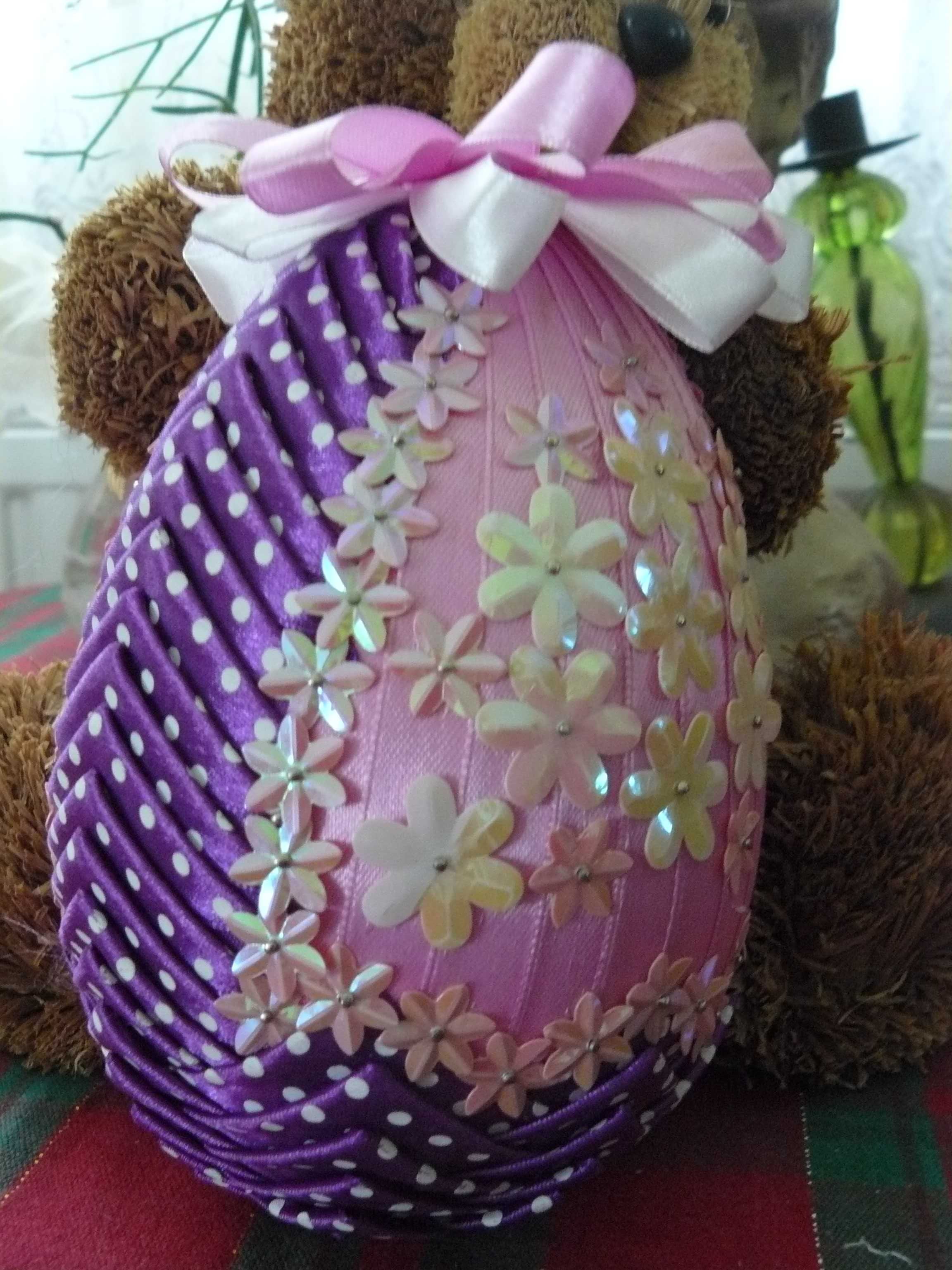 Zając królik ozdoba 31 cm + jajko handmade wstążeczka ceki