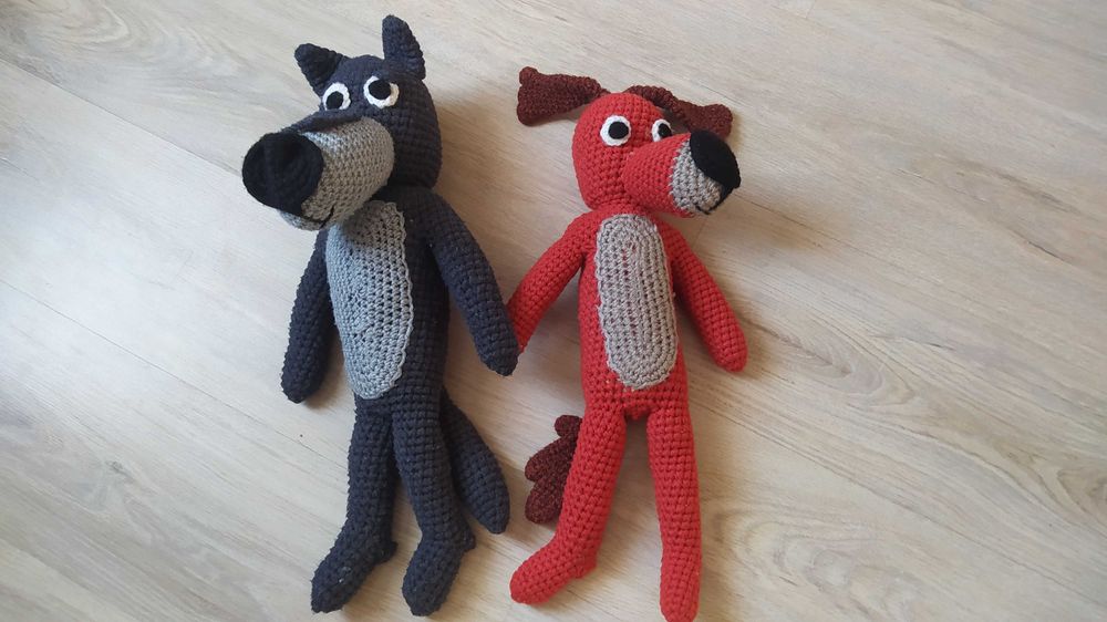 Вязаний вовк і собака дитячі іграшки 48 см.