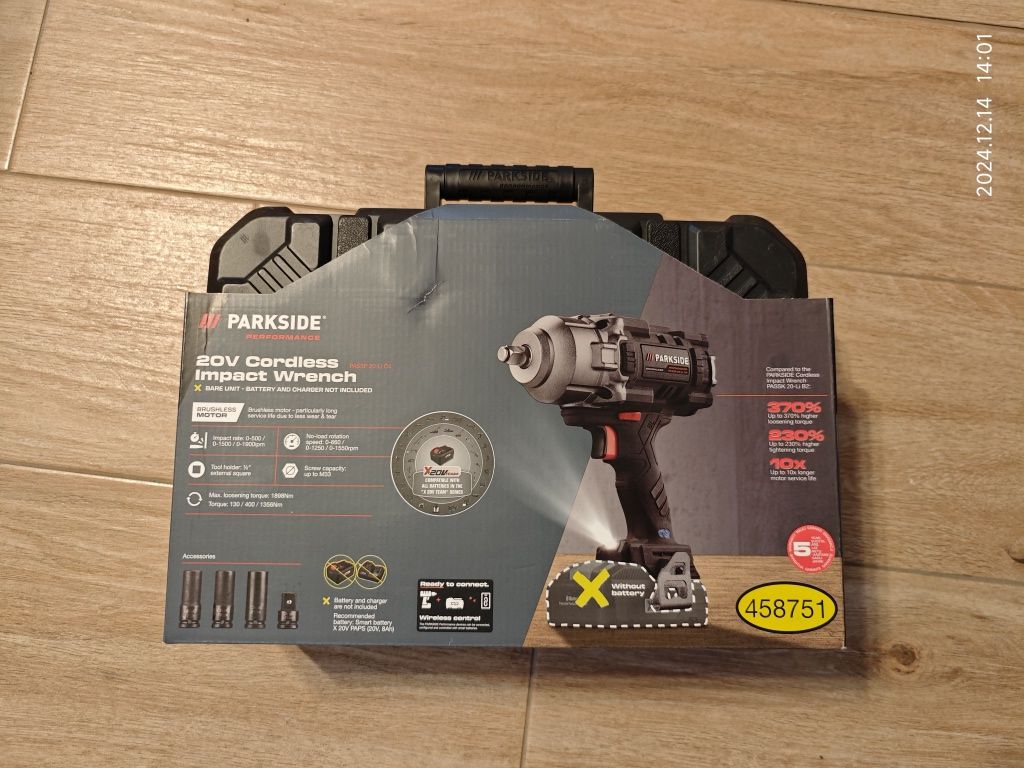 Akumulatorowy klucz udarowy Parkside 20 V, 1/2", PASSP 20-Li B4