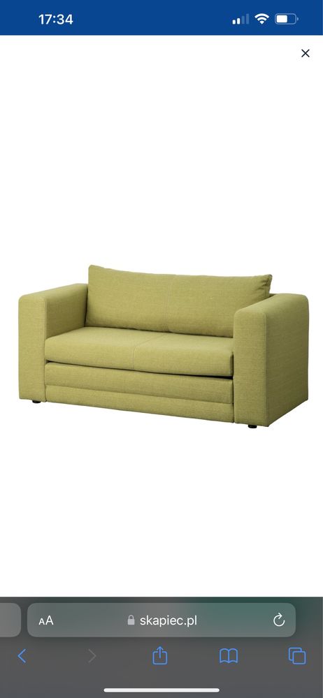 IKEA ASKEBY zielona, rozkładana sofa dwuosobowa