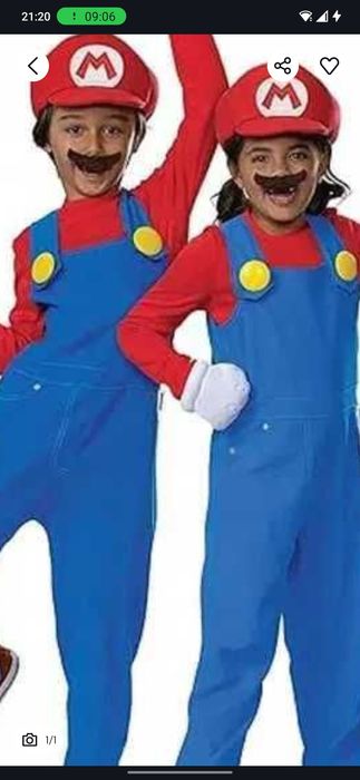 1*STRÓJ Kostium SUPER MARIO BROS Rozm L 122-128 Nowy-Wys24H z PL