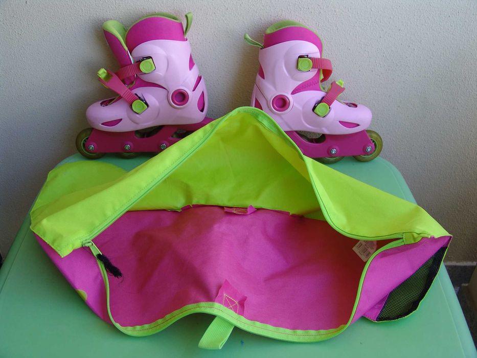 Patins e saco de transporte