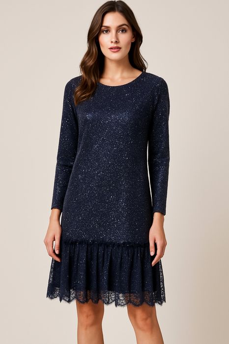Синя сукня з блискітками та мереживом нова, guitar 42 L з бірками