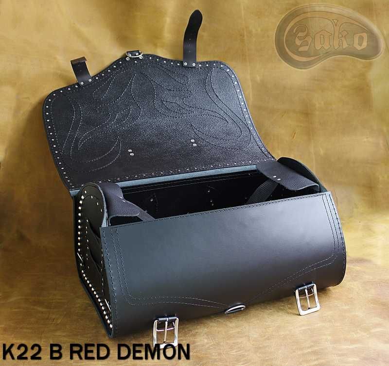 Kufer skórzany motocyklowy K22 RED DEMON A, B producent SAKO