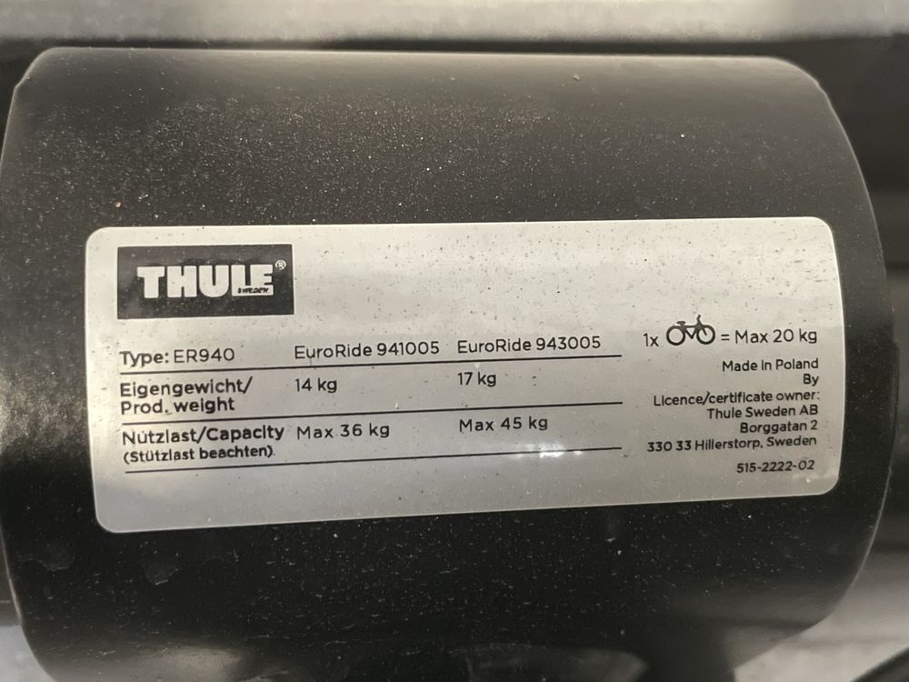 Platforma na hak Thule euroride 941 na 2 rowery