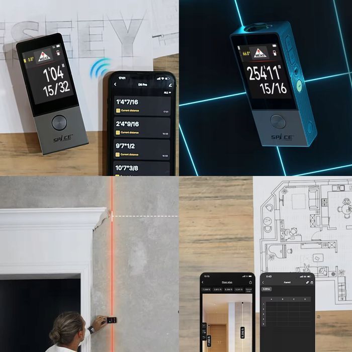 Dalmierz Laserowy Pomiar Kąta Poziomica Smart Life Android Ios Szkic