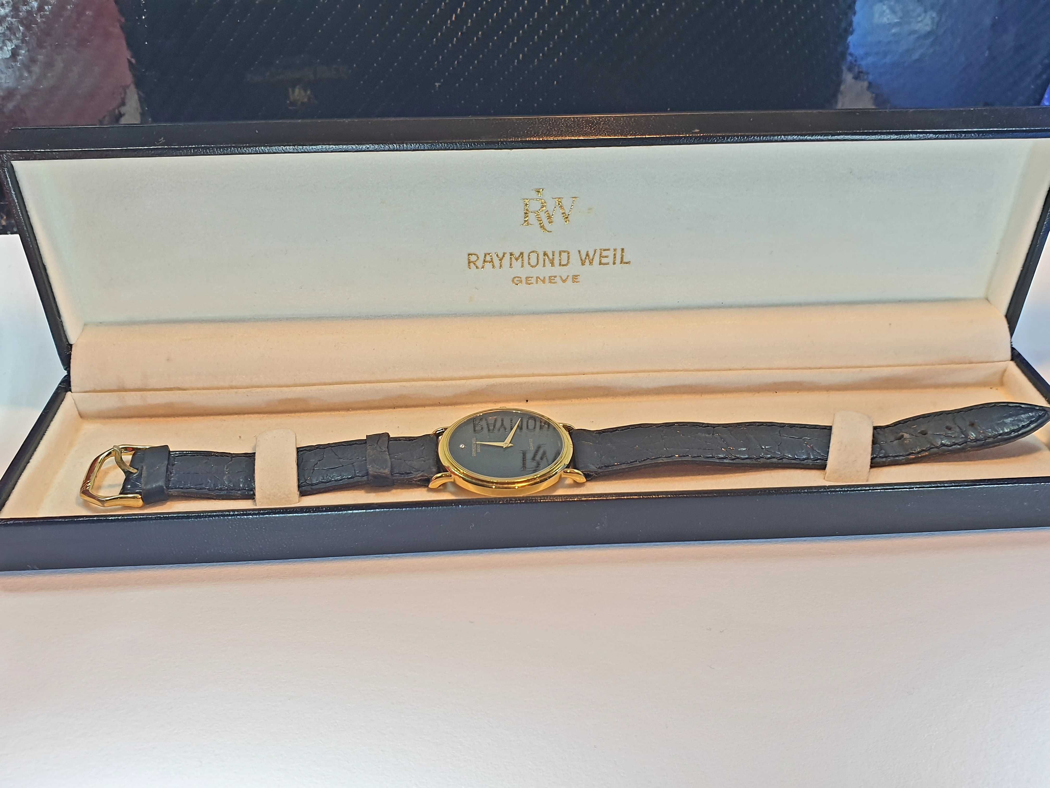 Raymond Weil złocony 18K meski zegarek kwarcowy SWISS