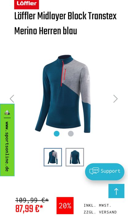 Loffler Merino термобілизна, лонгслів, середній шар, фліс