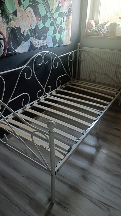 Łóżko metalowe białe młodzieżowe 90x200