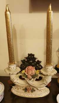 Castiçal para 2 velas da famosa marca Capodimonte