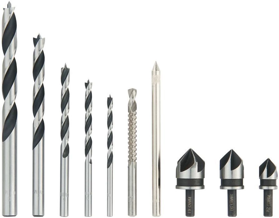 Zestaw 10 Wierteł do drewna i pogłębiaczy stożkowych 4-19 mm Parkside