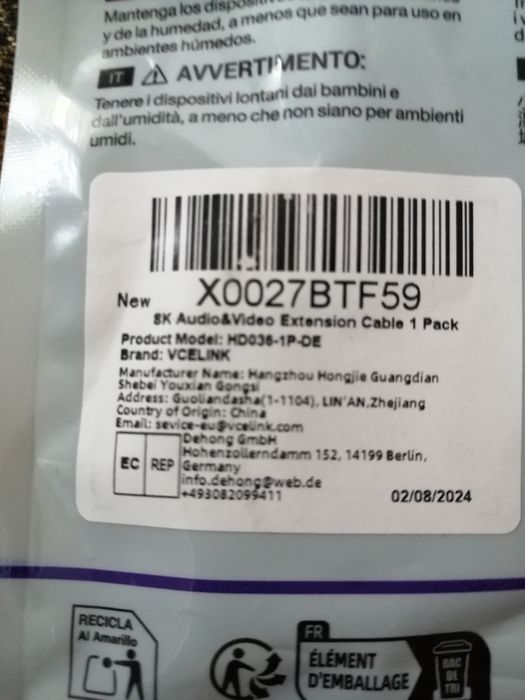 Przedłużacz HDMI 8K HDMI męski do żeńskiego przedłużacza do telewizora