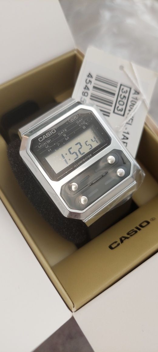 Nowy Casio A100WEF-1AEF digital vintage kostka prostokat aw100